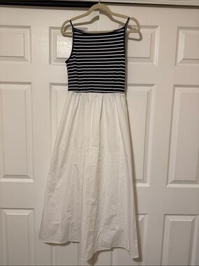 Few Moda Striped Navy & White Cotton Maxi Dress